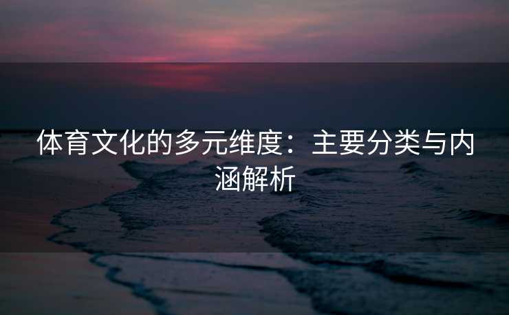 体育文化的多元维度：主要分类与内涵解析
