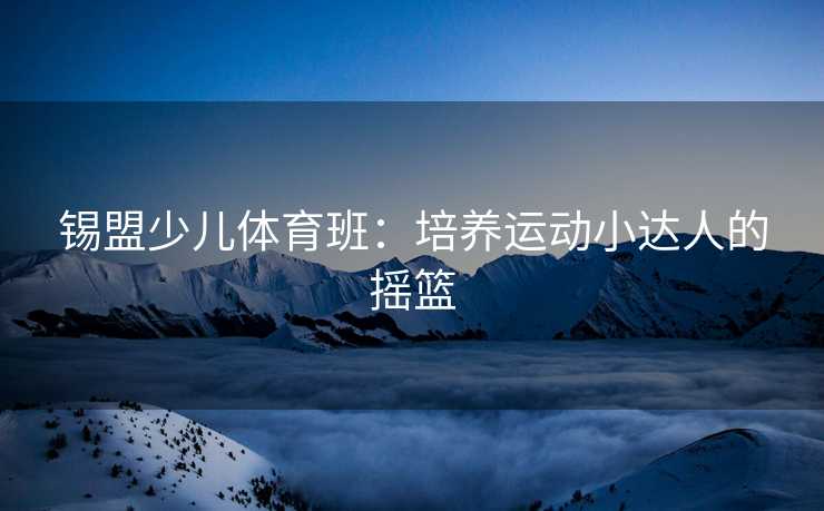 锡盟少儿体育班：培养运动小达人的摇篮